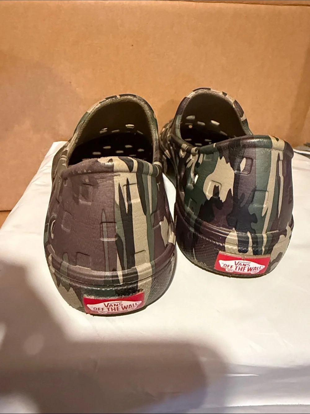 Boys vans Camo Slip-On Casual Shoes - Green/Tan